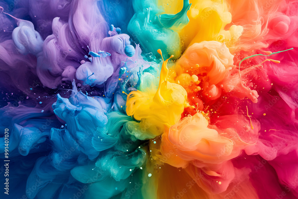 Fototapeta premium A colorful explosion of smoke with a rainbow of colors