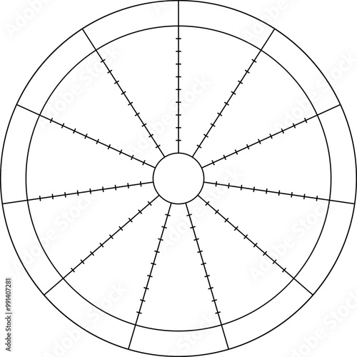 Life balance wheel in eleven parts, vector template. Coaching tool, suitable for daily planner, journal, notebook