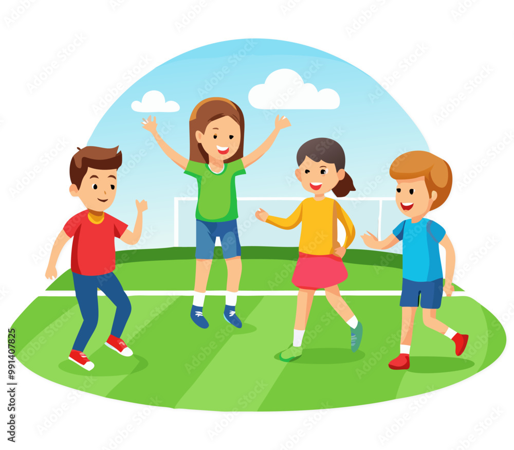 Cartoon Style Children's Play On Ground Vector Design Cartoon Style Children's Play On Ground Vector Design