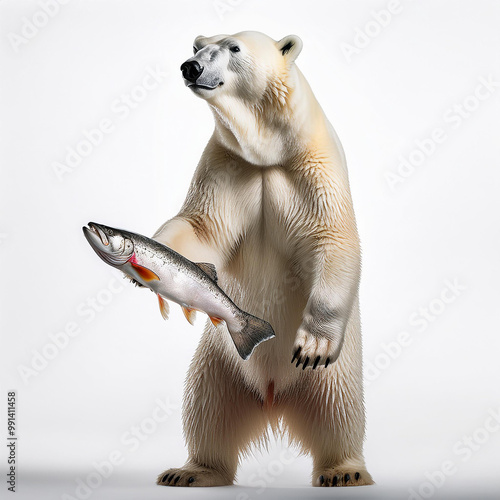 ours, frigide, chasse, saumon, dans la bouche, animal, arctique, ours blanc, blanc, faune, sauvage, hiver, neige, nature, froid, jardin zoologique, mammifère, glace, fourrure, nord, prédateur, isolé,  photo