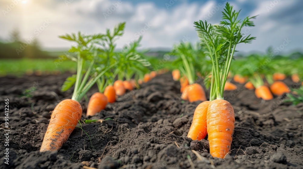 Carrots Field blue sky wide shot Carrots Field blue sky wide shot