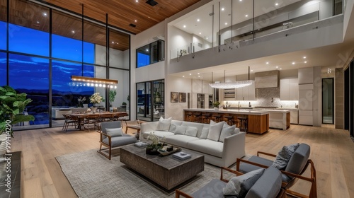 New luxury home interior featuring modern design, high-end finishes, and large open spaces filled with natural light