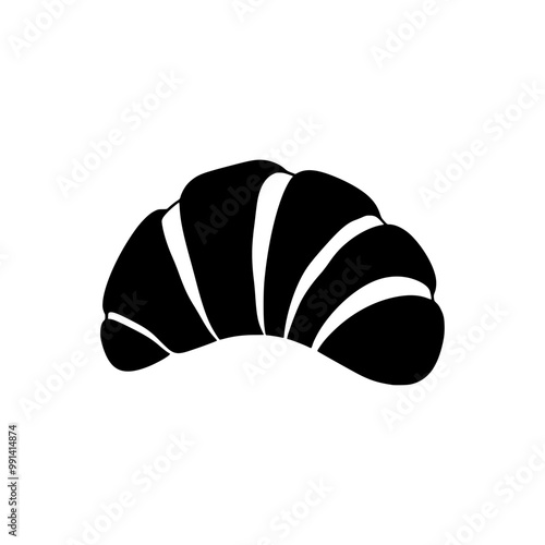 Monochrome croissant drawing in black and white
