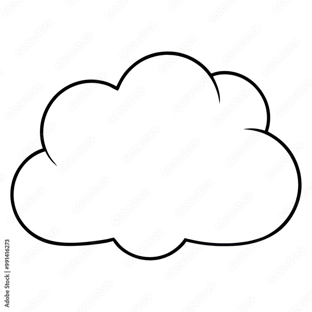 Simple Outline of a Cloud in a Minimalist Style Suitable for Various Artistic Projects on a White Background Simple Outline of a Cloud in a Minimalist Style Suitable for Various Artistic Projects on a White Background