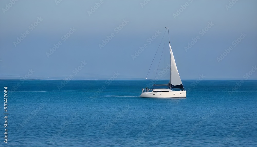 yacht in the sea with white sky background Generative AI yacht in the sea with white sky background Generative AI