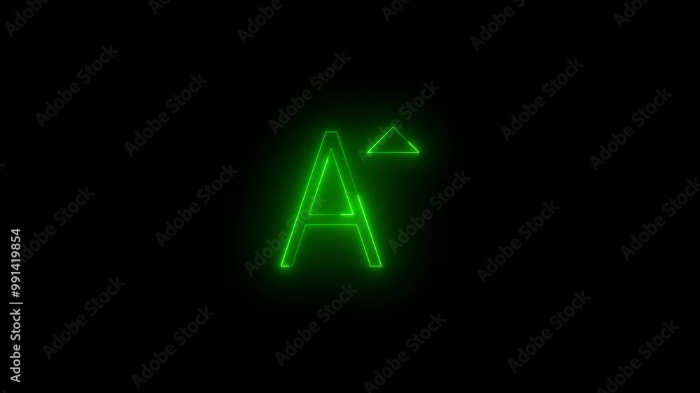 Neon font increase icon glowing black background animation Neon font increase icon glowing black background animation