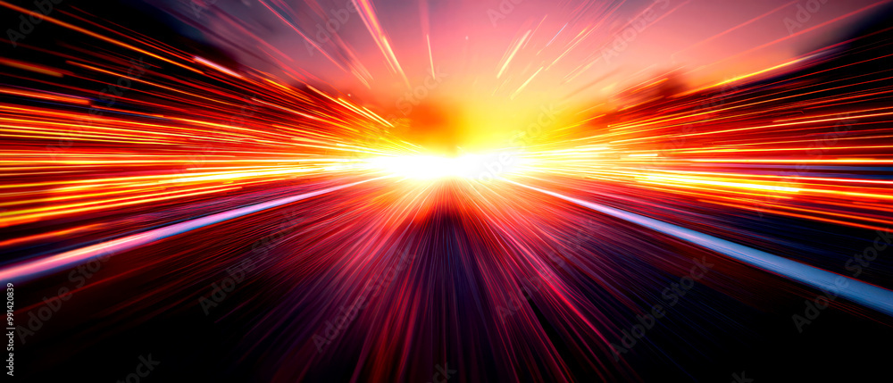 Obraz premium Dynamic sunset light streaks, vibrant colors