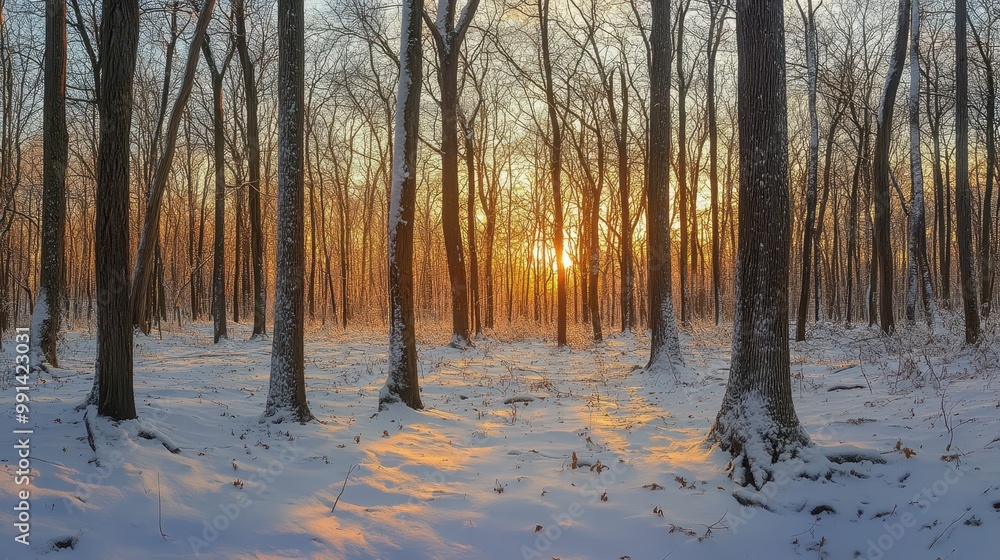 Sunbeams through a Snowy Forest Sunbeams through a Snowy Forest