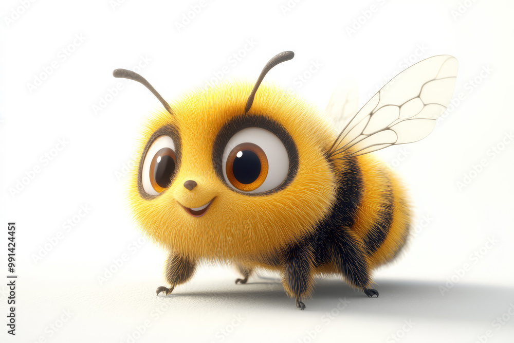 Fototapeta premium Happy Bee Cartoon Character with Wings