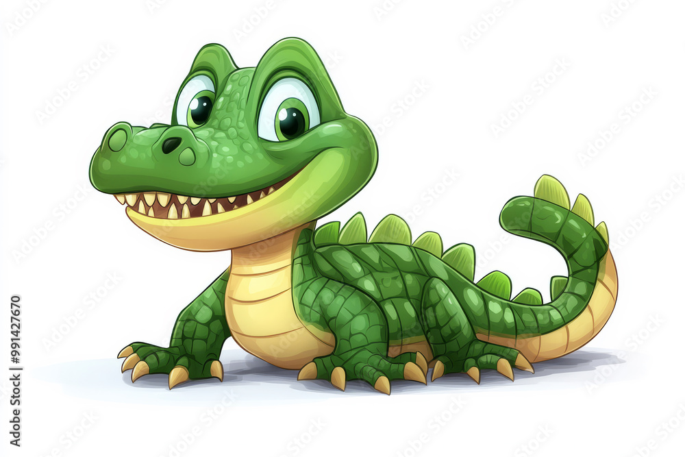 Fototapeta premium Happy Crocodile Cartoon Illustration for Jungle-Themed Designs