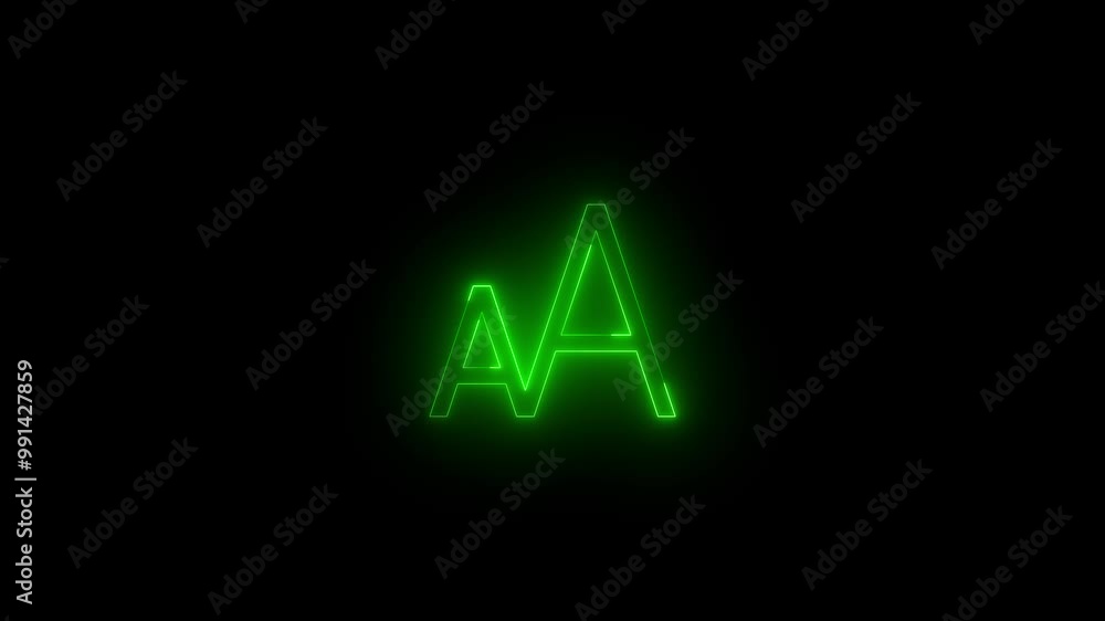 Neon font size icon glowing black background animation Neon font size icon glowing black background animation
