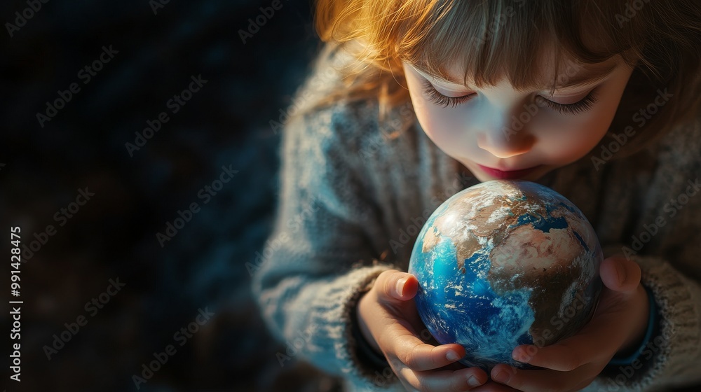 Child Holding a Globe Symbolizing Global Awareness Child Holding a Globe Symbolizing Global Awareness
