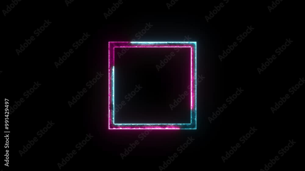 Square shape symbol icon glow neon fire symbol animation Square shape symbol icon glow neon fire symbol animation