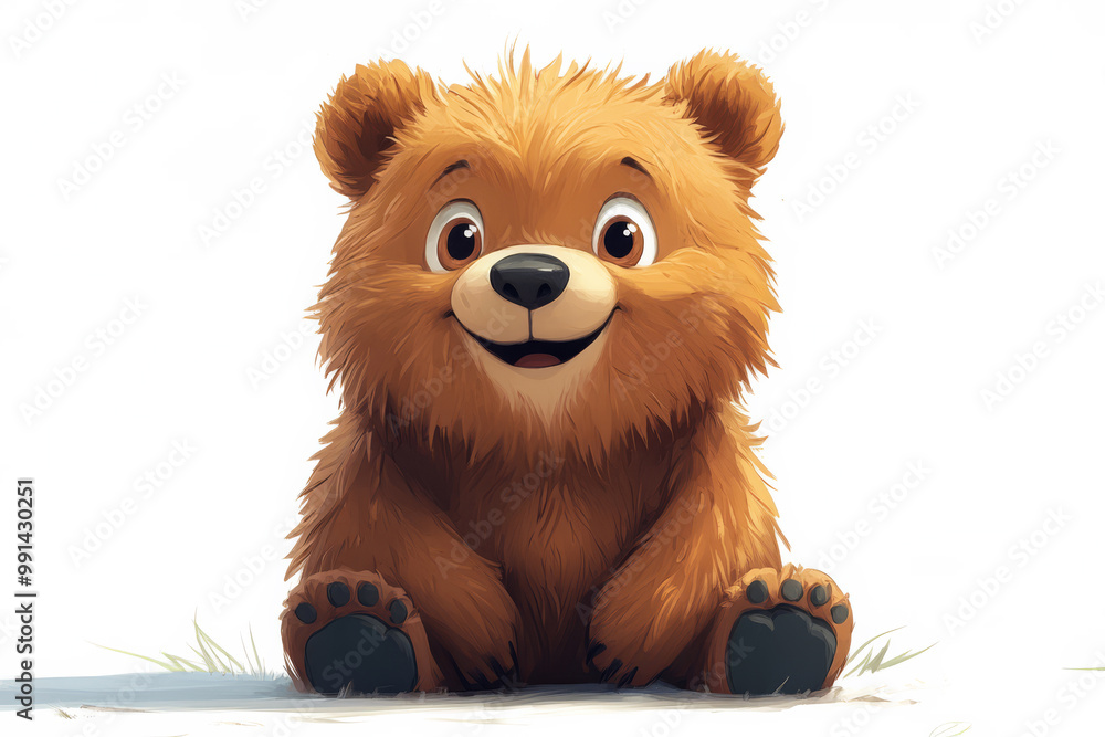 Smiling Bear Cartoon Character in a Fun Pose on White Background Smiling Bear Cartoon Character in a Fun Pose on White Background