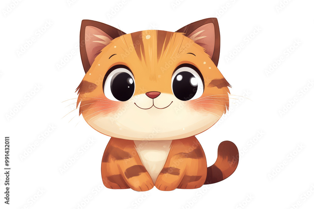 Happy Cartoon Cat Character Isolated on Transparent Background Happy Cartoon Cat Character Isolated on Transparent Background