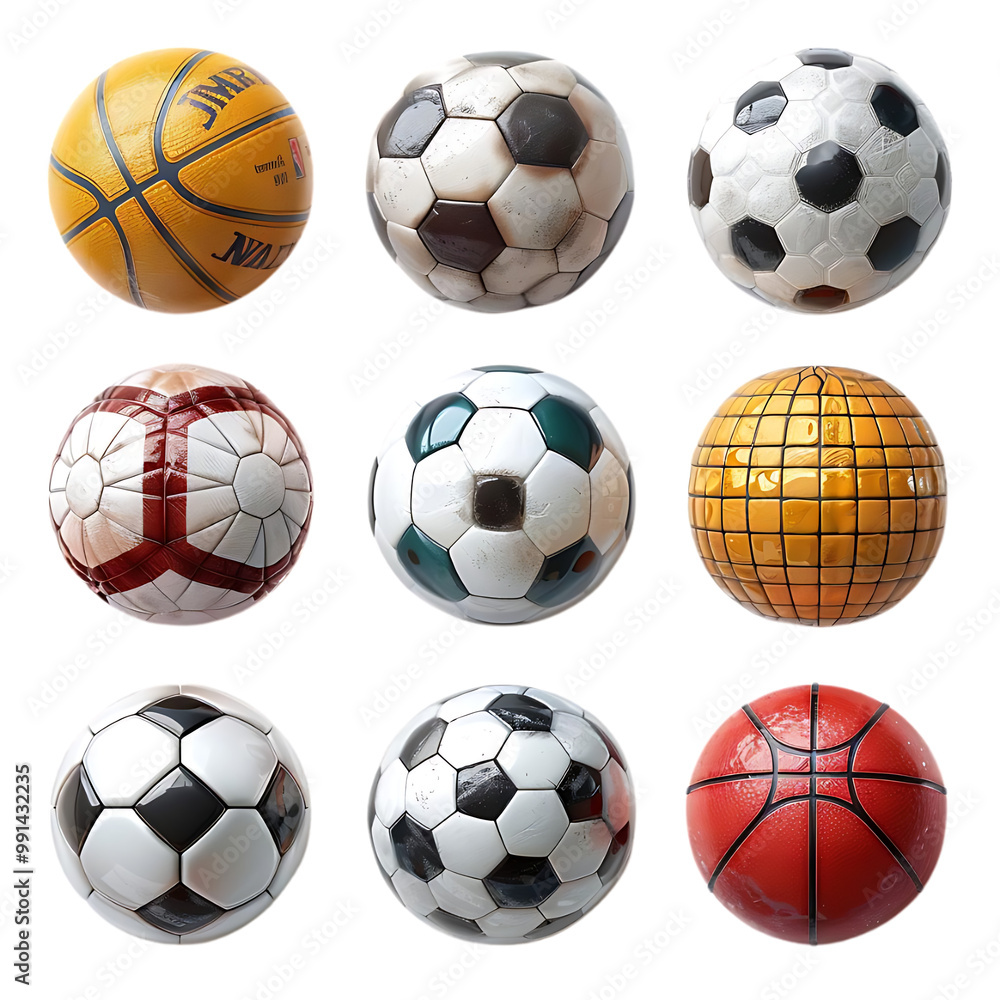 set of soccer balls isolated set of soccer balls isolated