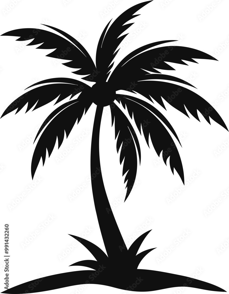 Palm tree silhouette vector art illustration design, black color icon, and natural coconut tree silhouette with no background. Palm tree silhouette vector art illustration design, black color icon, and natural coconut tree silhouette with no background.