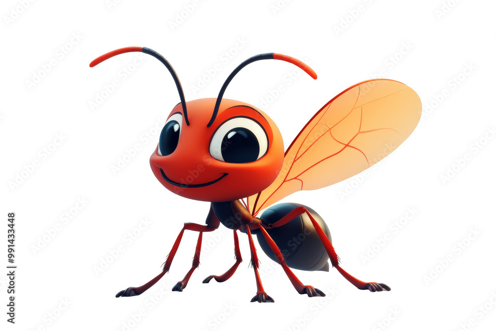 Fototapeta premium Adorable Ant Cartoon Character in a Fun Pose on transparent background