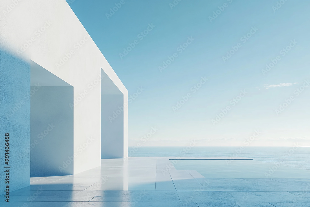Abstract 3D rendering minimalist style architectural space scene Abstract 3D rendering minimalist style architectural space scene