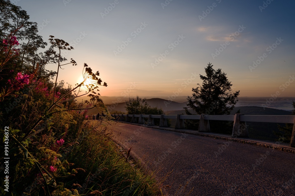Sunset on Mount Ještěd, Liberec, landscape view Sunset on Mount Ještěd, Liberec, landscape view