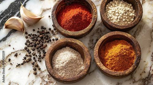 Fototapeta Naklejka Na Ścianę i Meble -  spice and herbs background with copy space