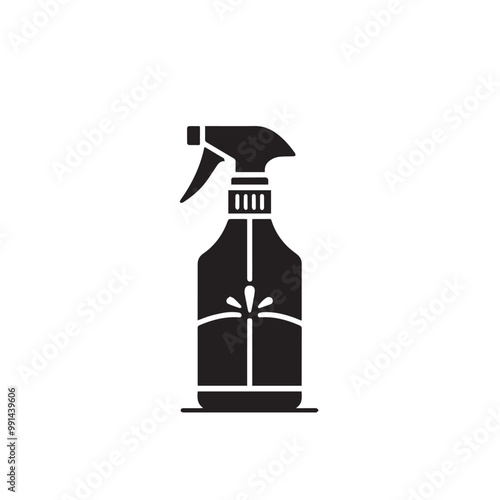 Spray bottle vector silhouette. Spray bottle logo, icon. Spray bottle silhouette black and white.