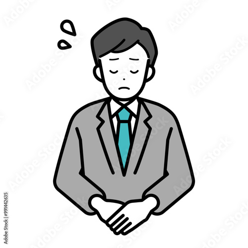Clip art of businessperson man bowing.
