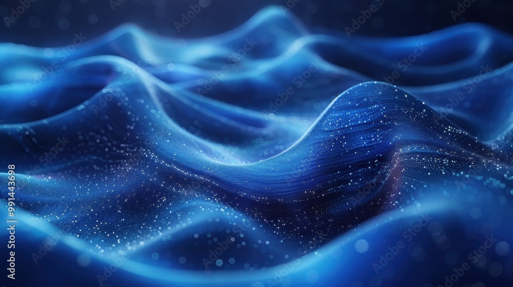 Obraz premium 曲线粒子波纹弯曲线条点线科技背景