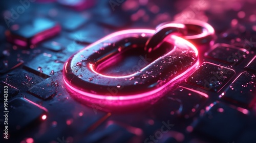 Wallpaper Mural Neon Glow on Metallic Chain Link Torontodigital.ca