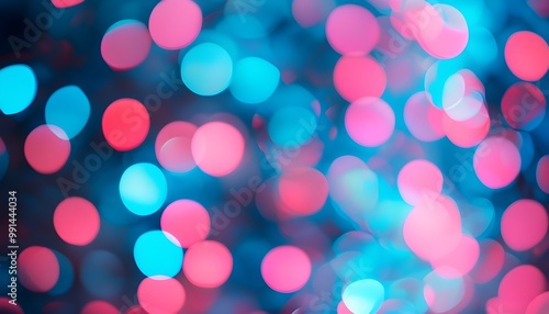 Dreamy Abstract Bokeh with Vibrant Blue and Pink Lights