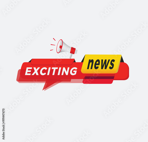 Exciting news, Color Sticker. Promotional banner, promo element Marketing announcement. vector illustration.