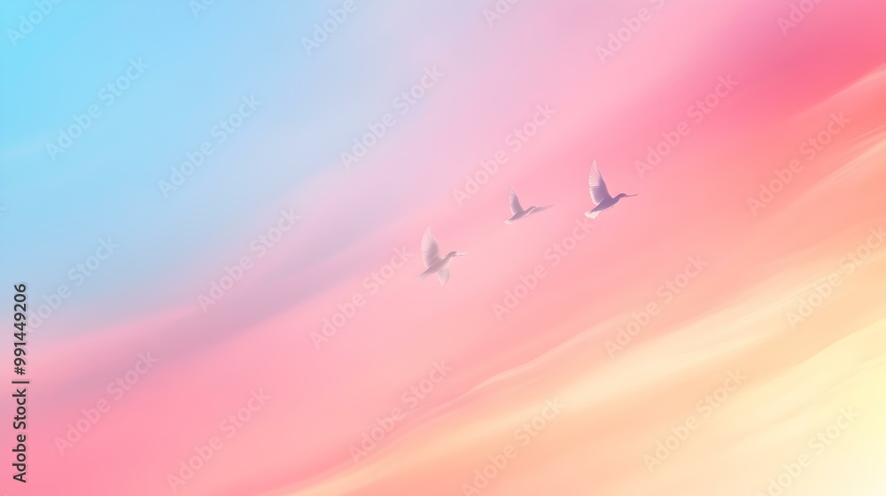 Fototapeta premium Morning Serenity, a tranquil water painting capturing the essence of dawn with soft hues and flowing patterns, evoking calm and reflection.