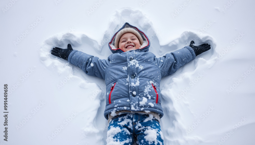adorable child making a snowangle adorable child making a snowangle