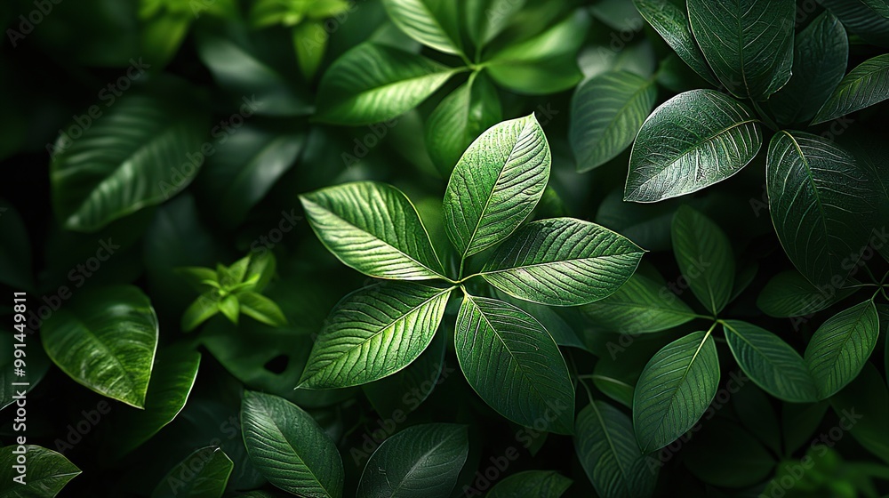 Lush green leaves in the sunlight. Lush green leaves in the sunlight.