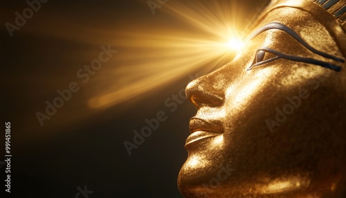 A majestic pharaoh bathed in golden light, showcasing the splendor and mysticism of ancient Egypts rulers and their divine heritage. photo