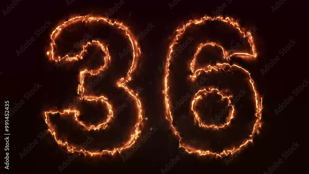 Burning Number. Fire number 36 animation Burning Number. Fire number 36 animation