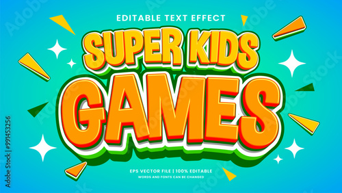 Super kids games 3d editable text effect