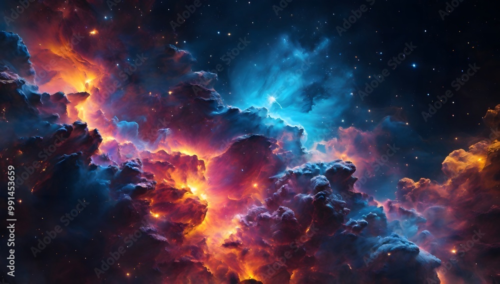 Amazing supernova exploding create nebula with multicolored clouds floating in deep space Amazing supernova exploding create nebula with multicolored clouds floating in deep space