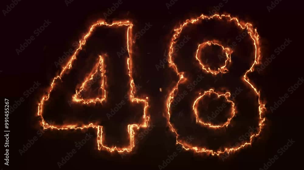 Burning Number. Fire number 48 animation Burning Number. Fire number 48 animation