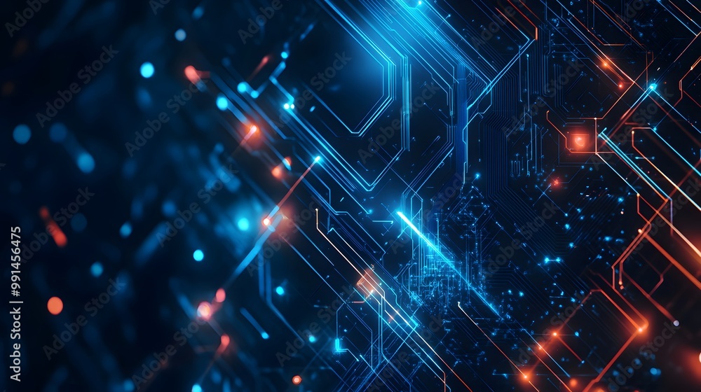 Abstract Futuristic Circuit Board with Glowing Lines and Nodes Abstract Futuristic Circuit Board with Glowing Lines and Nodes