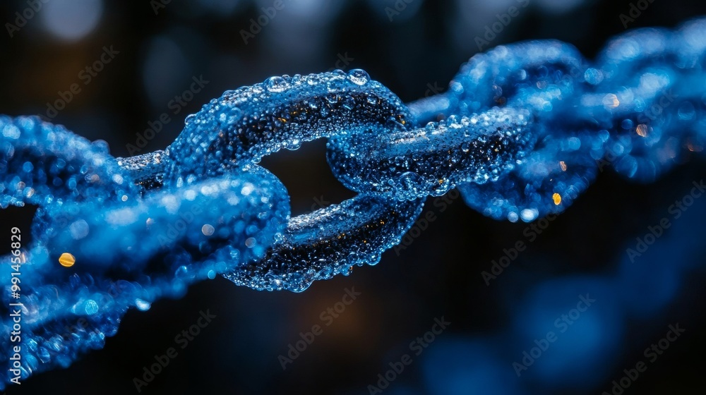 Close-up of a Wet Chain Link Close-up of a Wet Chain Link