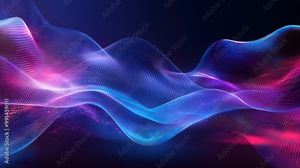 Abstract Digital Wave with Blue and Pink Glowing Lights Abstract Digital Wave with Blue and Pink Glowing Lights