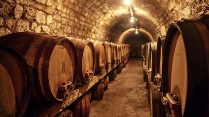 Papier peint photo  Wine barrels in a cellar  © Marco