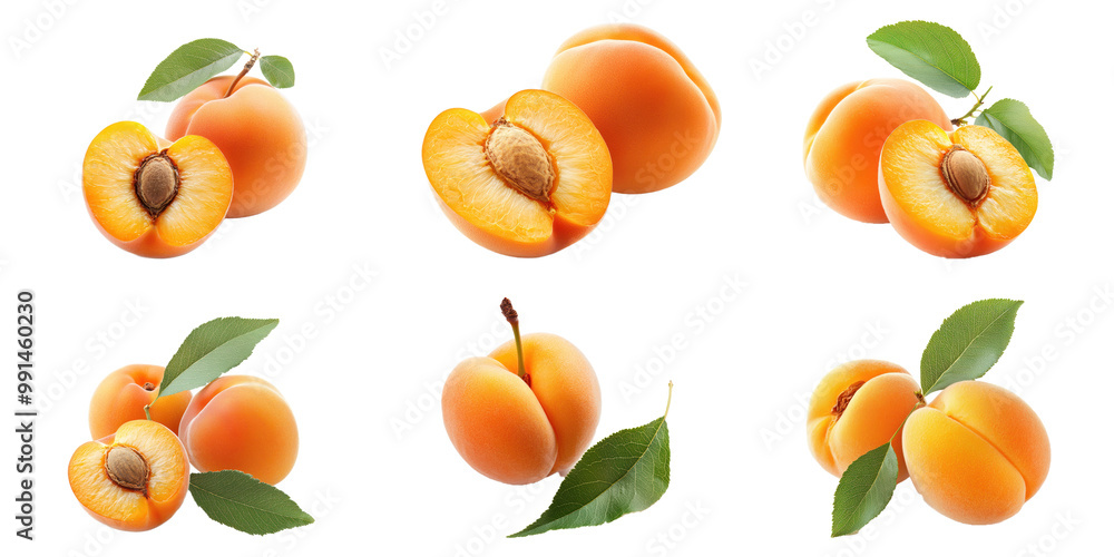 Apricot with leaf isolated on transparency background Apricot with leaf isolated on transparency background