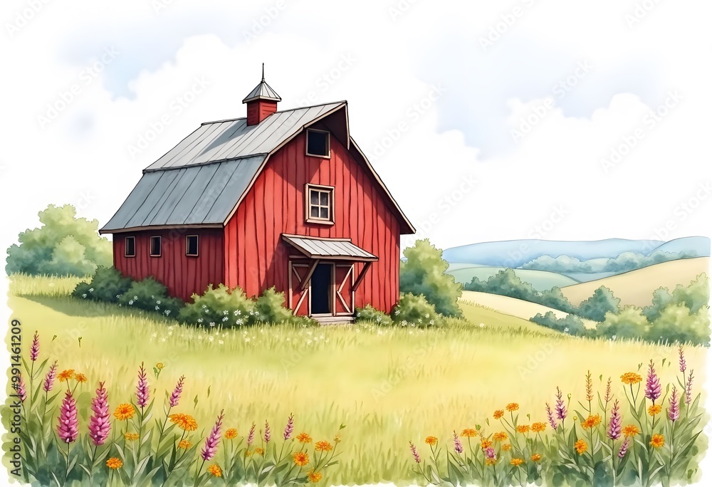 Watercolor Barns Clipart. Farm Style. Red Barn House, Horse, Wood Gate Illustrations. Wedding Invitation DIY.
Watercolor Barns Clipart. Farm Style. Red Barn House, Horse, Wood Gate Illustrations. Wedding Invitation DIY.