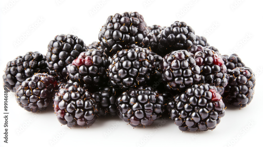 Blackberries, the juicy fruit of a bramble bush, are shown in a pile on a white background. This image is perfect for creating designs, like artwork or graphic design projects. Blackberries, the juicy fruit of a bramble bush, are shown in a pile on a white background. This image is perfect for creating designs, like artwork or graphic design projects.