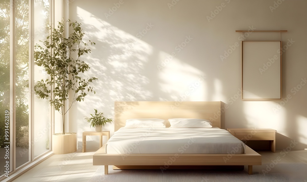 Minimalist Bedroom with Wooden Furniture and White Walls Minimalist Bedroom with Wooden Furniture and White Walls