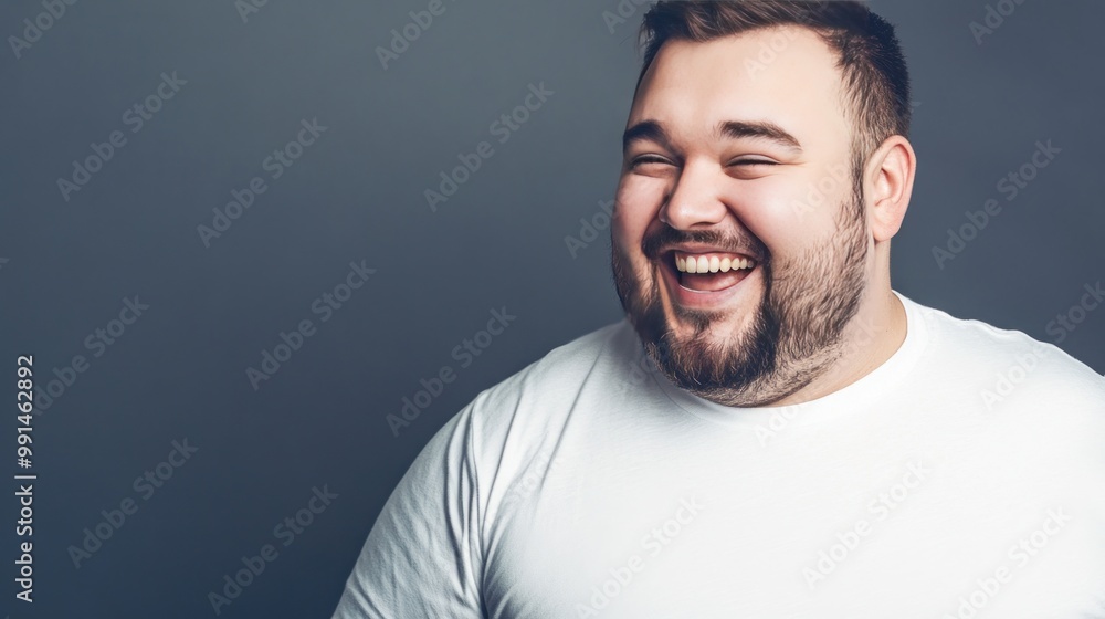 A Joyful Man Laughing on a Blue Background A Joyful Man Laughing on a Blue Background