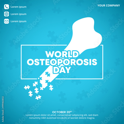 World Osteoporosis Day with a broken bone jigsaw puzzle illustration