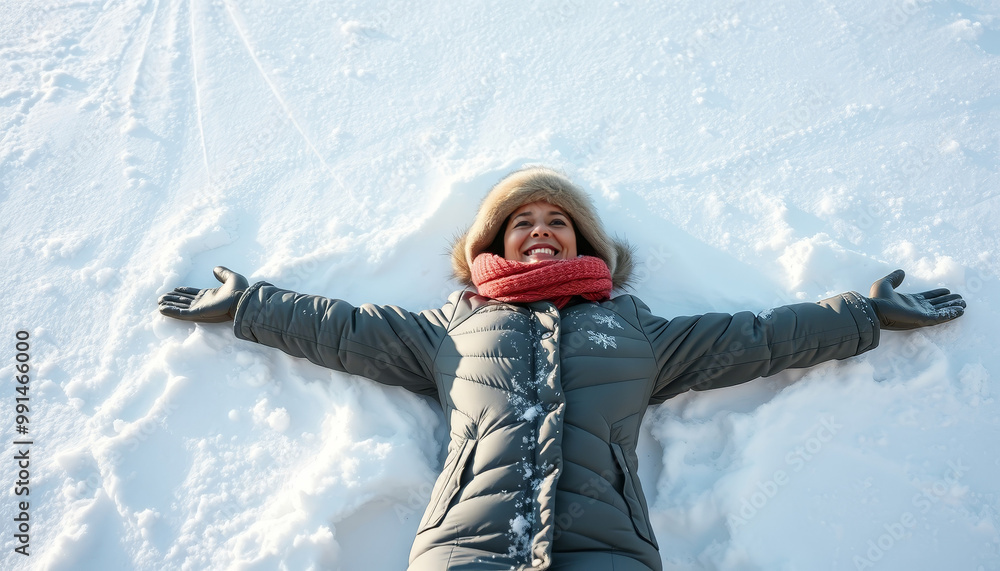 woman making a snowangle woman making a snowangle